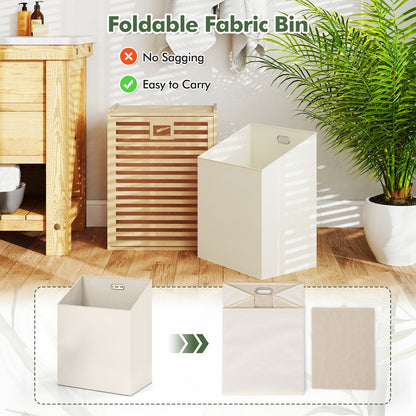 18 Gal Bamboo Tilt-out Laundry Hamper with Removable Fabric Bin-Natural