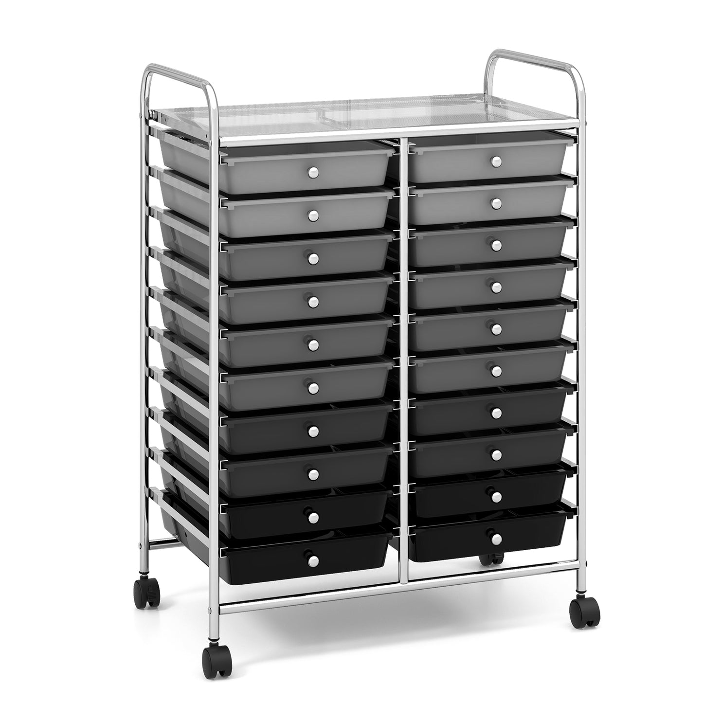 20 Drawers Rolling Storage Cart Studio Organizer-Black & Gray Kids Crystal
