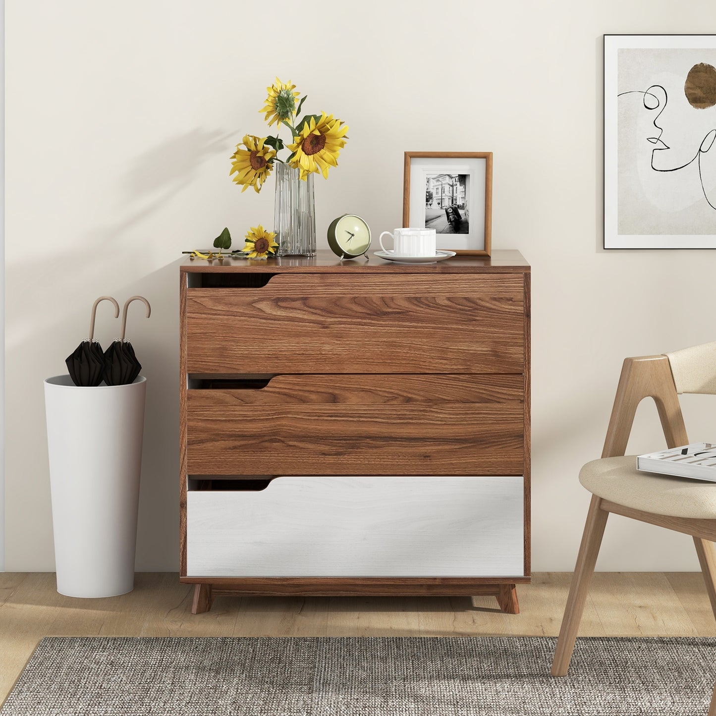 Rustic Farmhouse Wooden Storage Dresser for Bedroom Living Room-Brown Kids Crystal