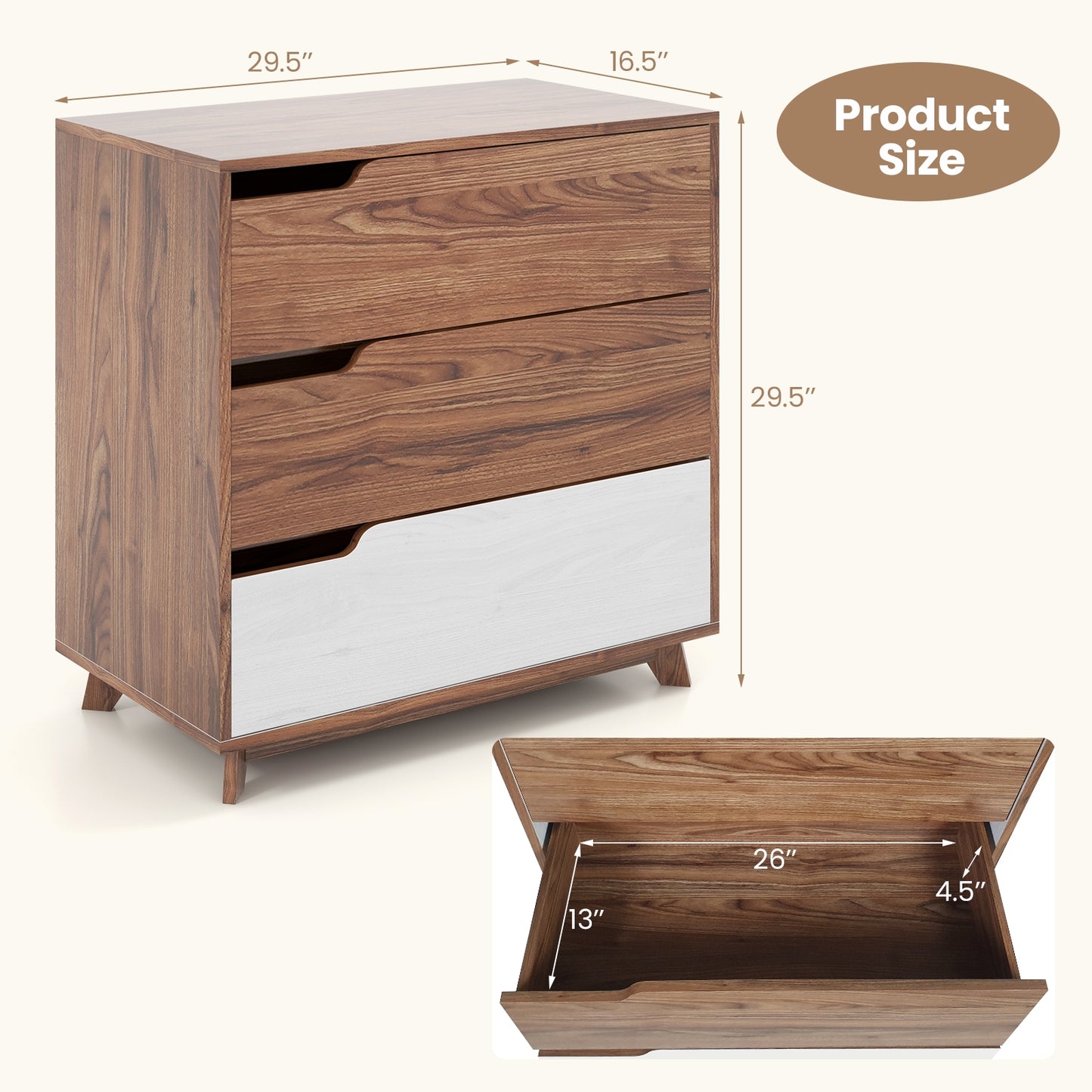 Rustic Farmhouse Wooden Storage Dresser for Bedroom Living Room-Brown Kids Crystal