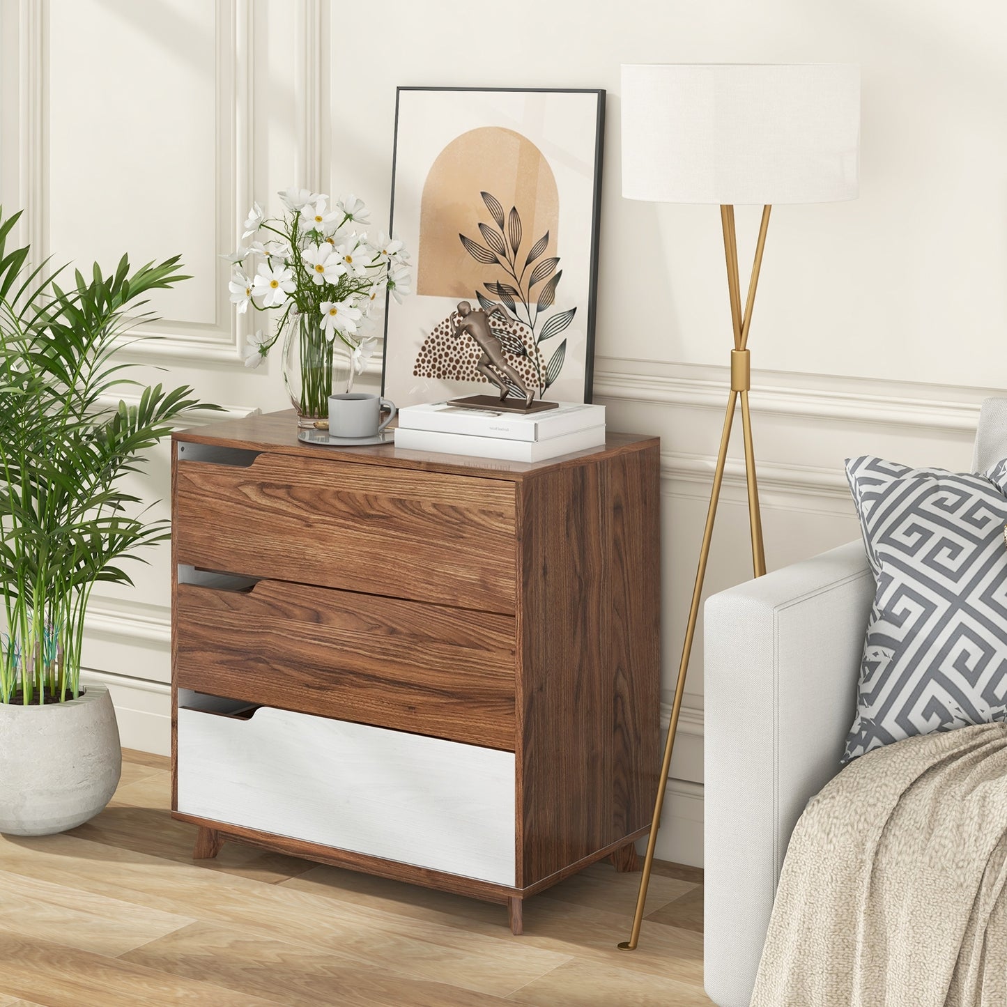 Rustic Farmhouse Wooden Storage Dresser for Bedroom Living Room-Brown Kids Crystal