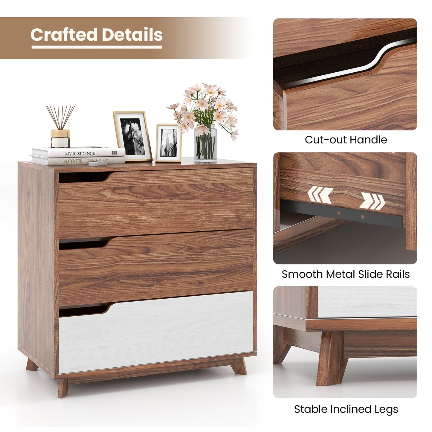 Rustic Farmhouse Wooden Storage Dresser for Bedroom Living Room-Brown Kids Crystal