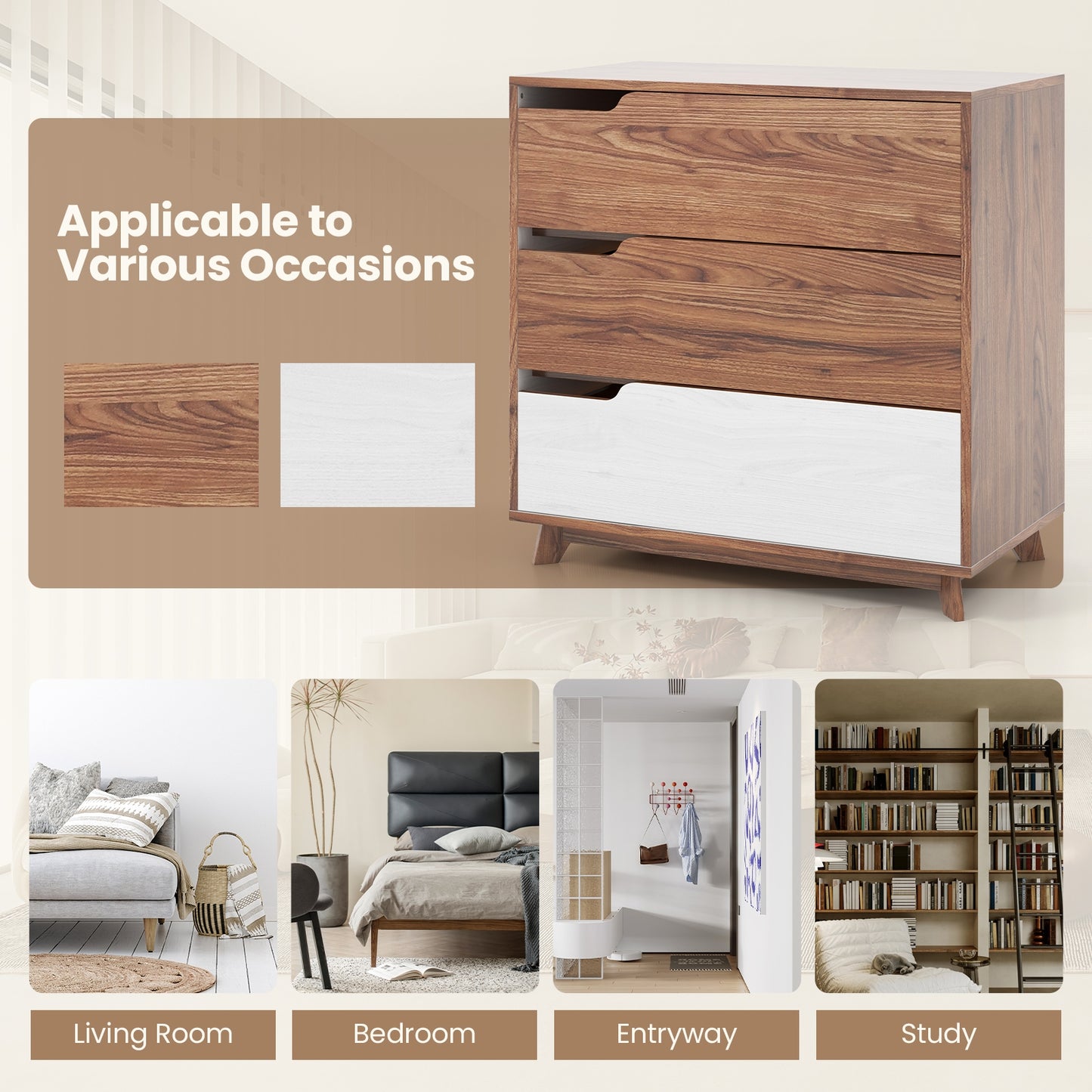 Rustic Farmhouse Wooden Storage Dresser for Bedroom Living Room-Brown Kids Crystal