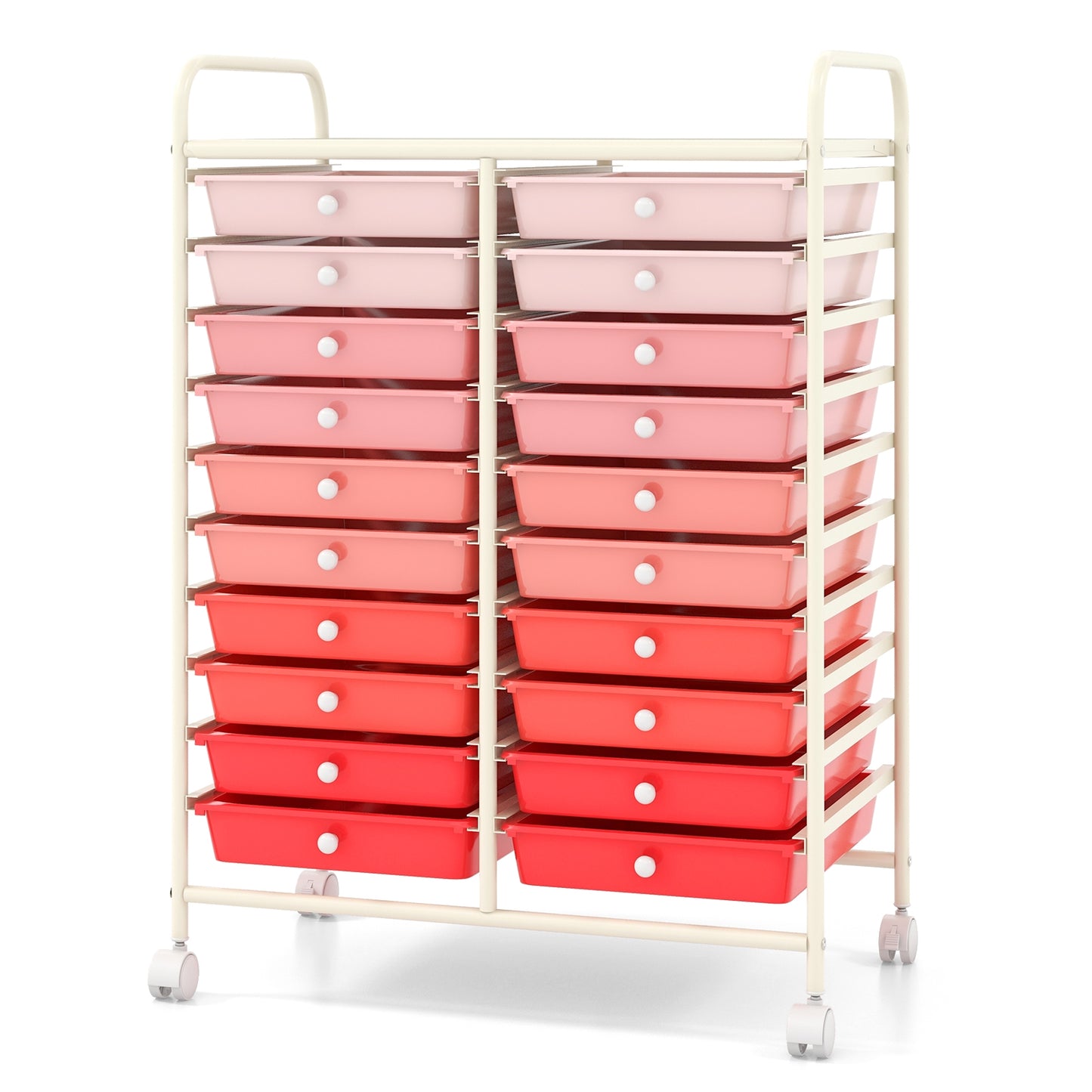20 Drawers Rolling Storage Cart Studio Organizer-Gradient Pink Kids Crystal