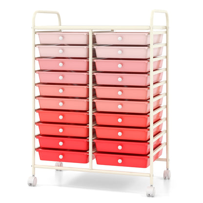 20 Drawers Rolling Storage Cart Studio Organizer-Gradient Pink