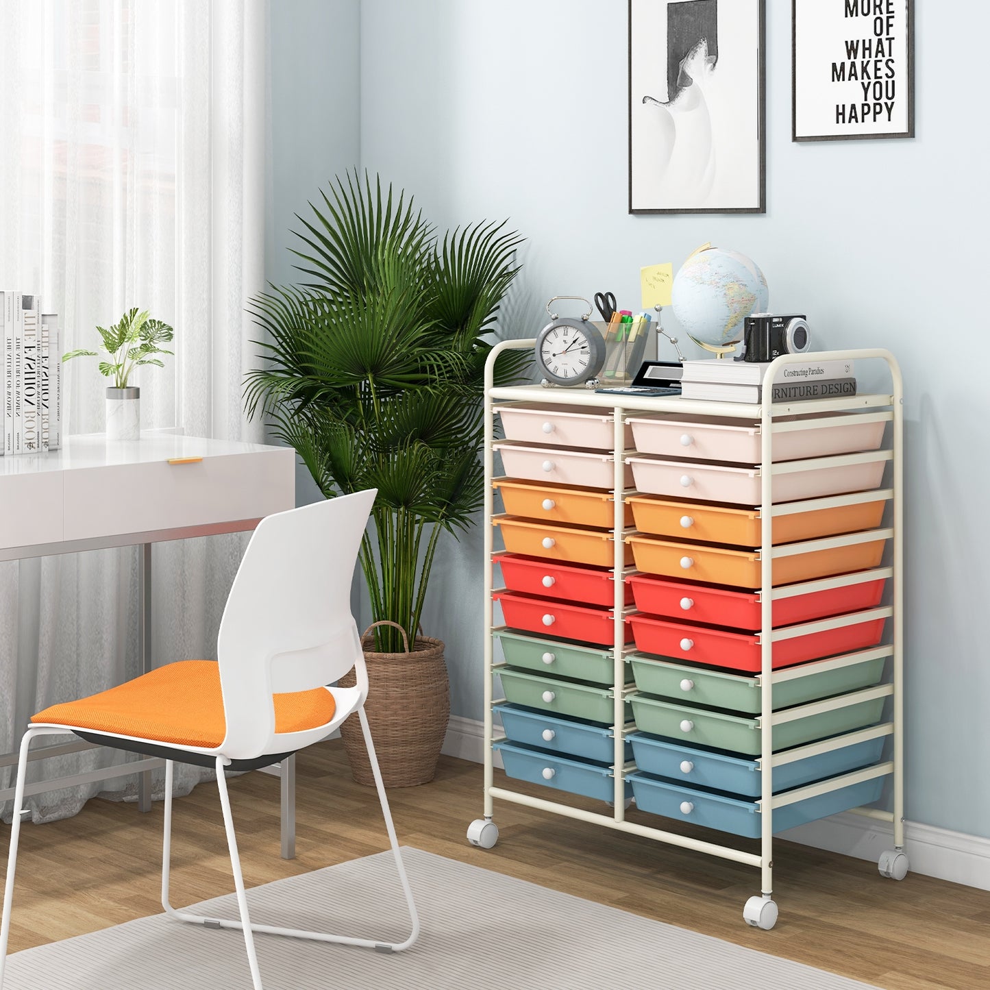 20 Drawers Rolling Storage Cart Studio Organizer-Deep Multicolor Kids Crystal