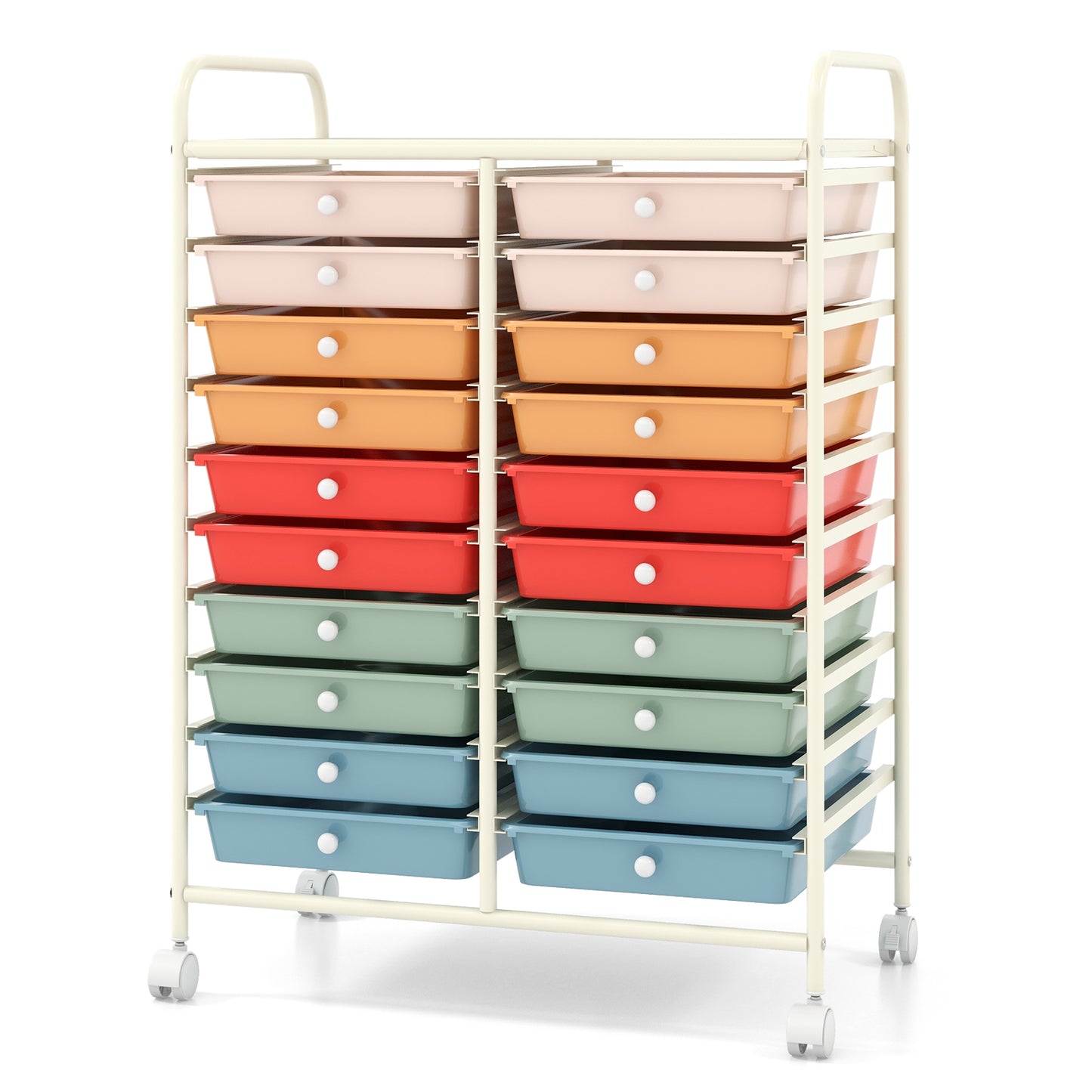 20 Drawers Rolling Storage Cart Studio Organizer-Deep Multicolor Kids Crystal