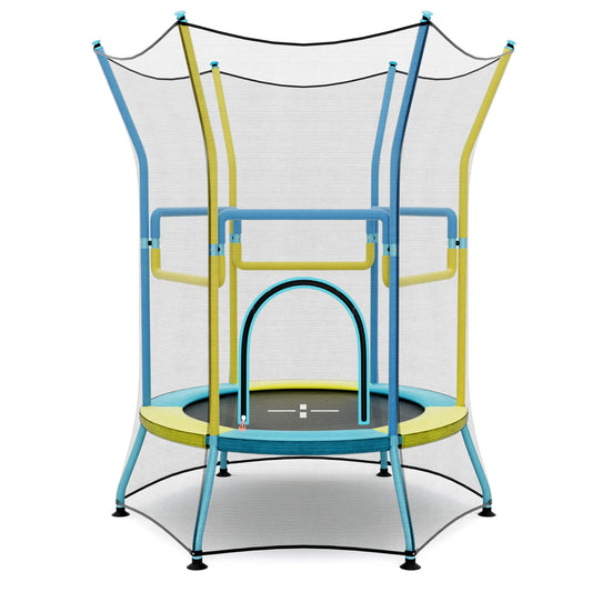 Mini Trampoline for Kids with Safety Enclosure Net and Foam Handles-Yellow Kids Crystal