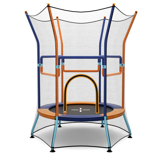 Mini Trampoline for Kids with Safety Enclosure Net and Foam Handles-Orange Kids Crystal