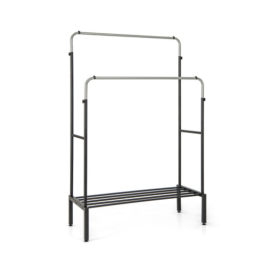 Double Rod Clothes Garment Rack with Adjustable Heights-Silver Kids Crystal