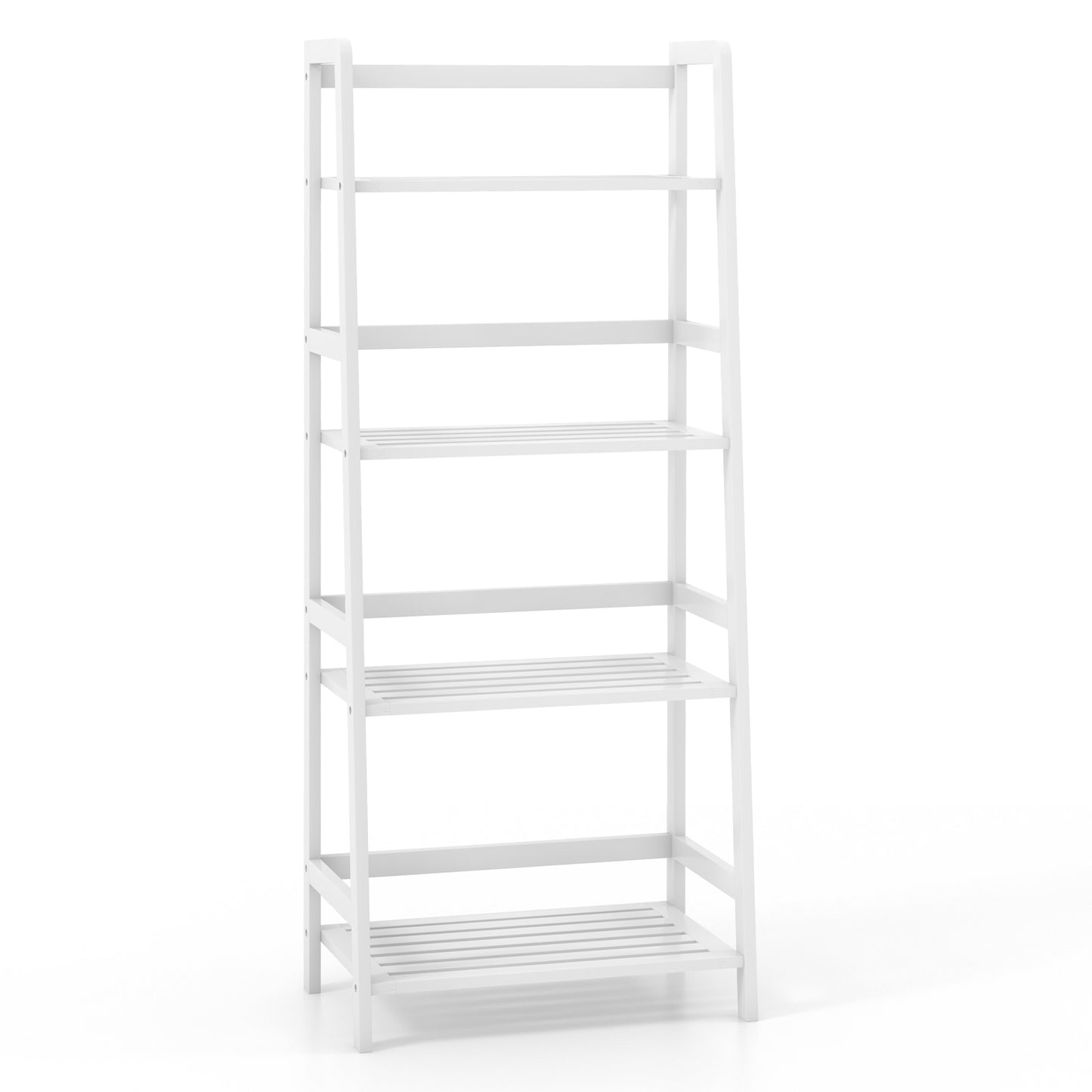 47.5 Inch 4-Tier Multifunctional Bamboo Bookcase Storage Stand Rack-White Kids Crystal