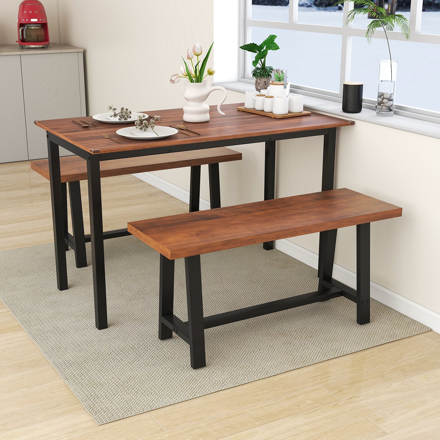 40 Inch Dining Bench 2 Person Entryway Shoe Bench with Metal Frame-40 inches Kids Crystal