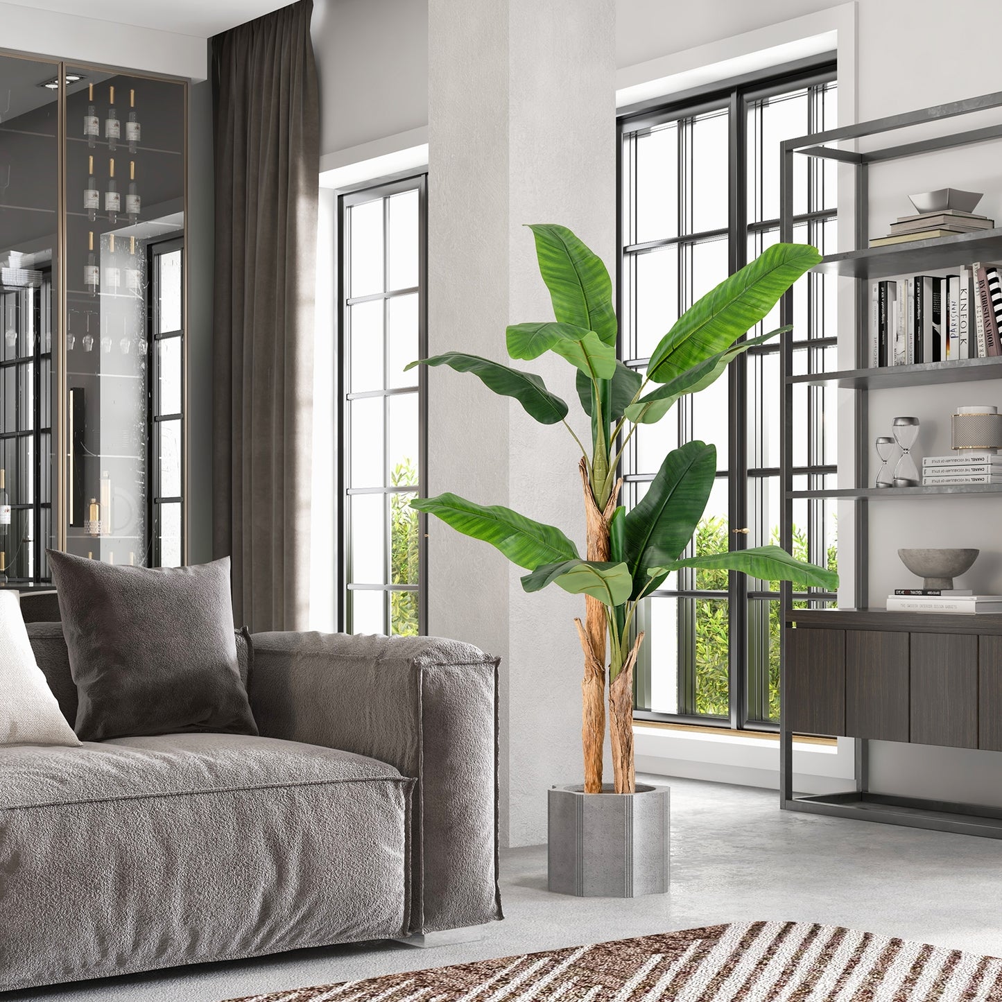 5.5/6.5 Feet Tall Artificial Banana Tree with 10/27 Large Leaves-5.5 ft Kids Crystal