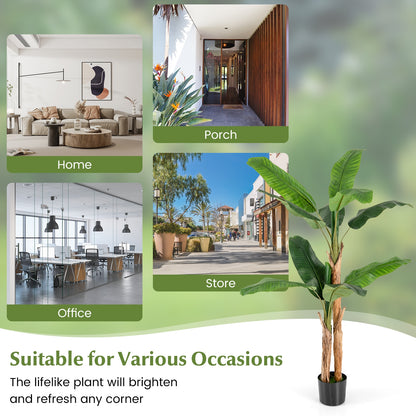 5.5/6.5 Feet Tall Artificial Banana Tree with 10/27 Large Leaves-5.5 ft
