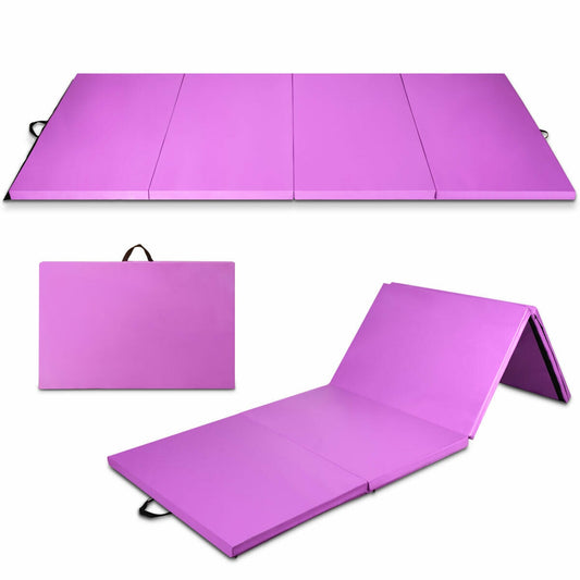 4 Feet x 10 Feet x 2 Inch Folding Gymnastics Tumbling Gym Mat-Pink Kids Crystal