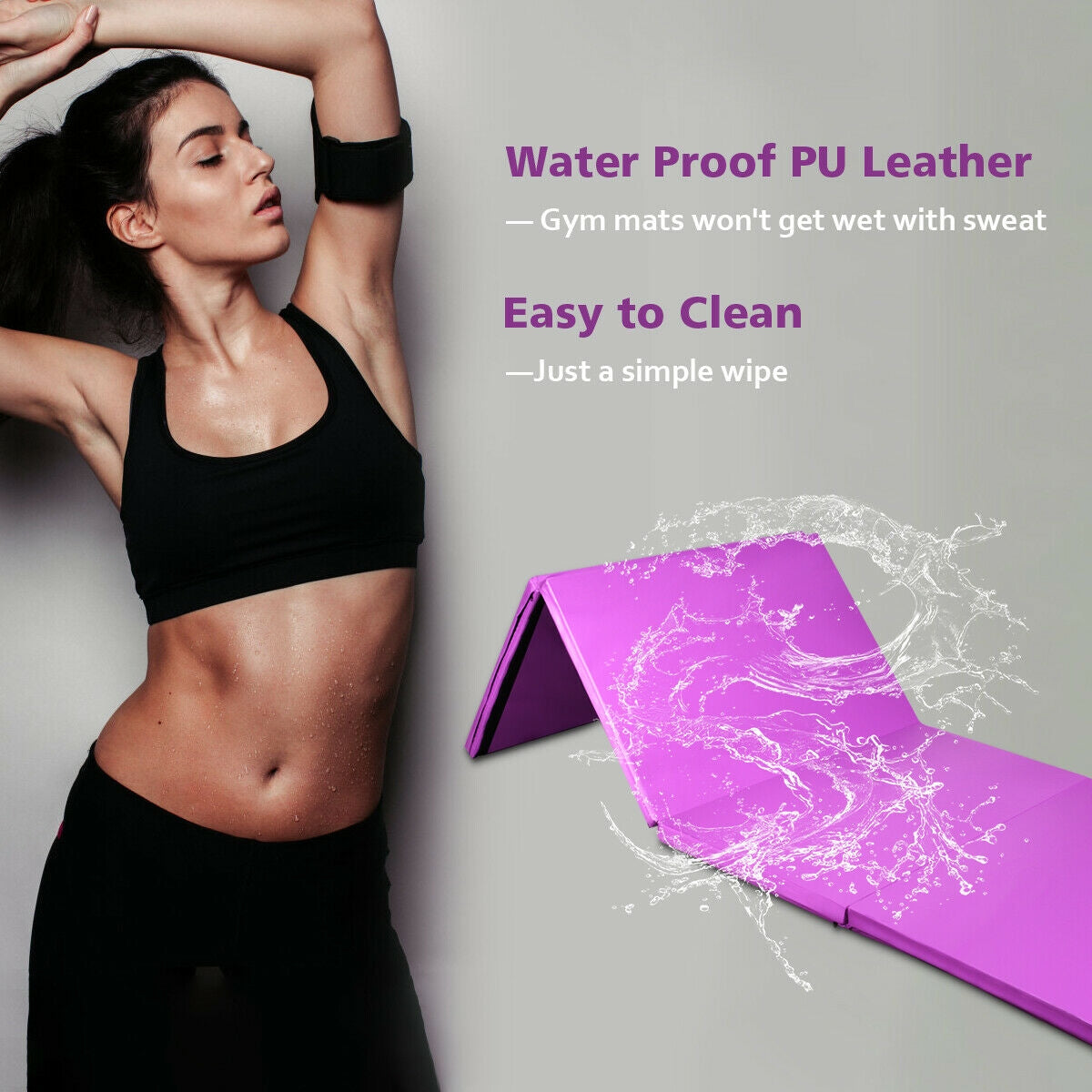4 Feet x 10 Feet x 2 Inch Folding Gymnastics Tumbling Gym Mat-Pink Kids Crystal
