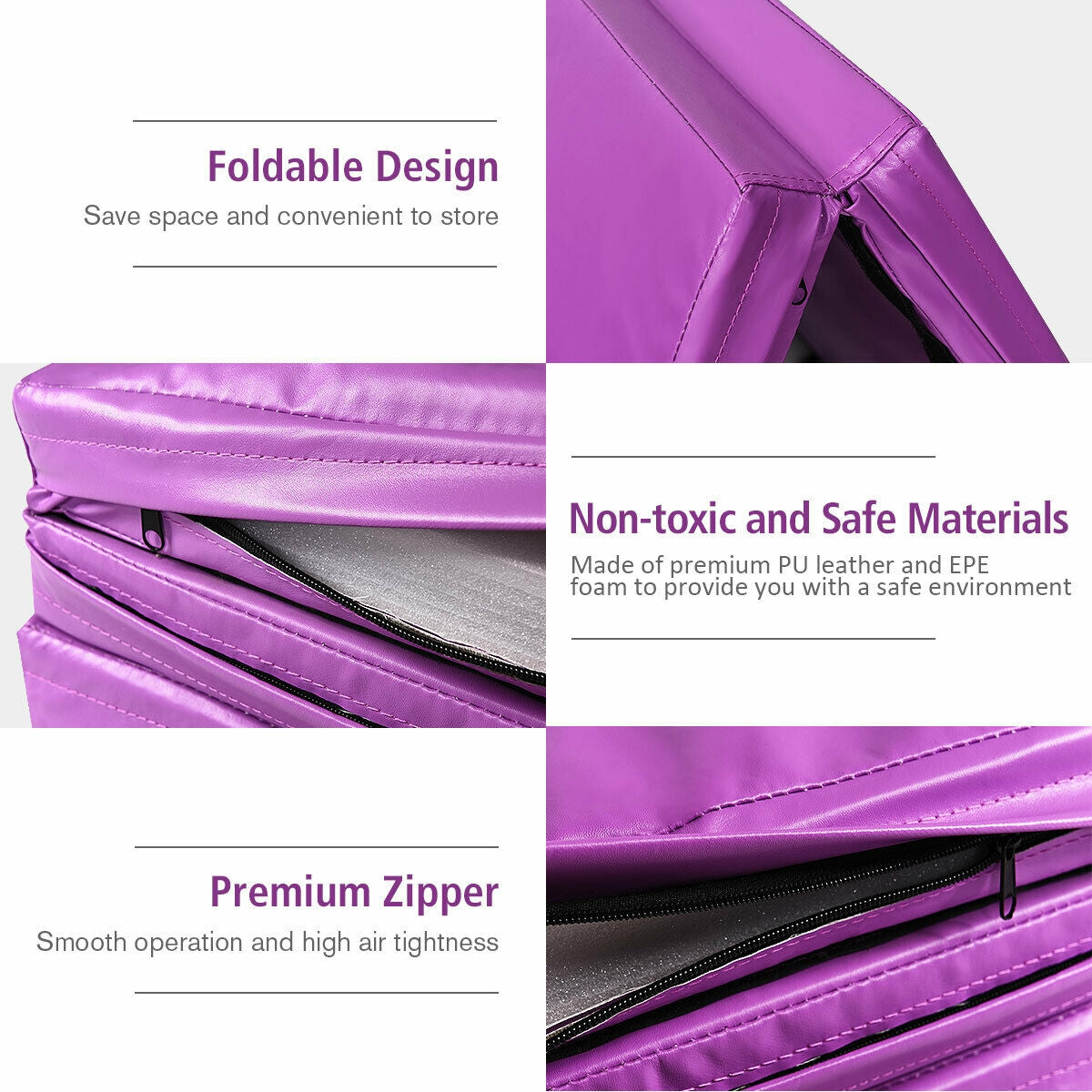 4 Feet x 10 Feet x 2 Inch Folding Gymnastics Tumbling Gym Mat-Pink Kids Crystal