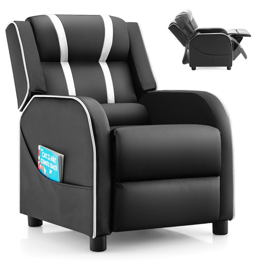 Kids Recliner Chair with Side Pockets and Footrest-White