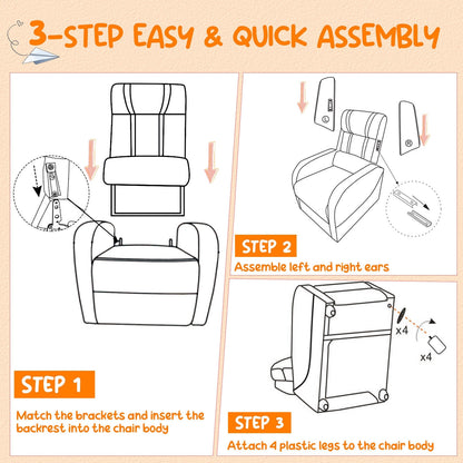 Kids Recliner Chair with Side Pockets and Footrest-White