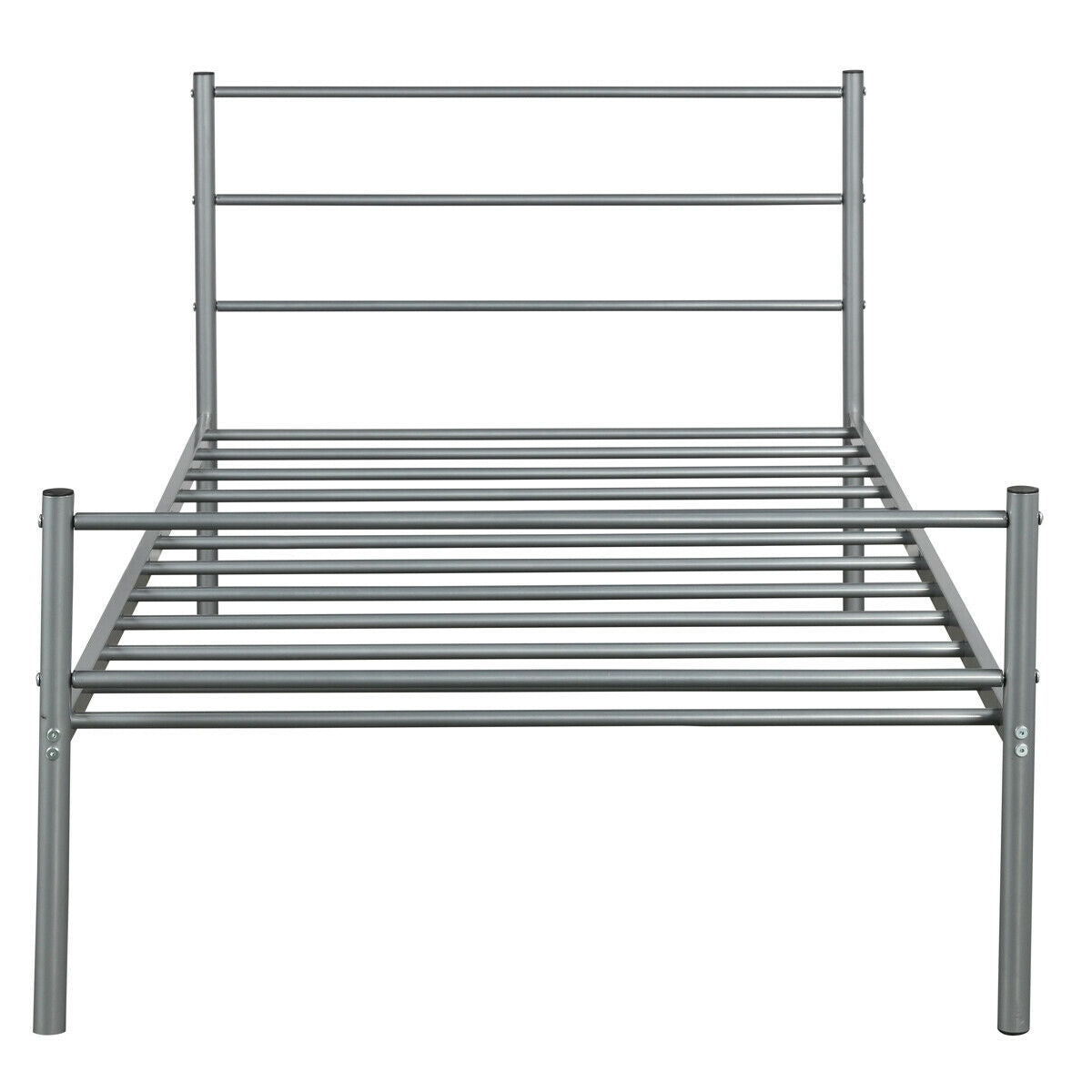 Twin Size Metal Bed Frame Platform with Headboard-Silver Kids Crystal