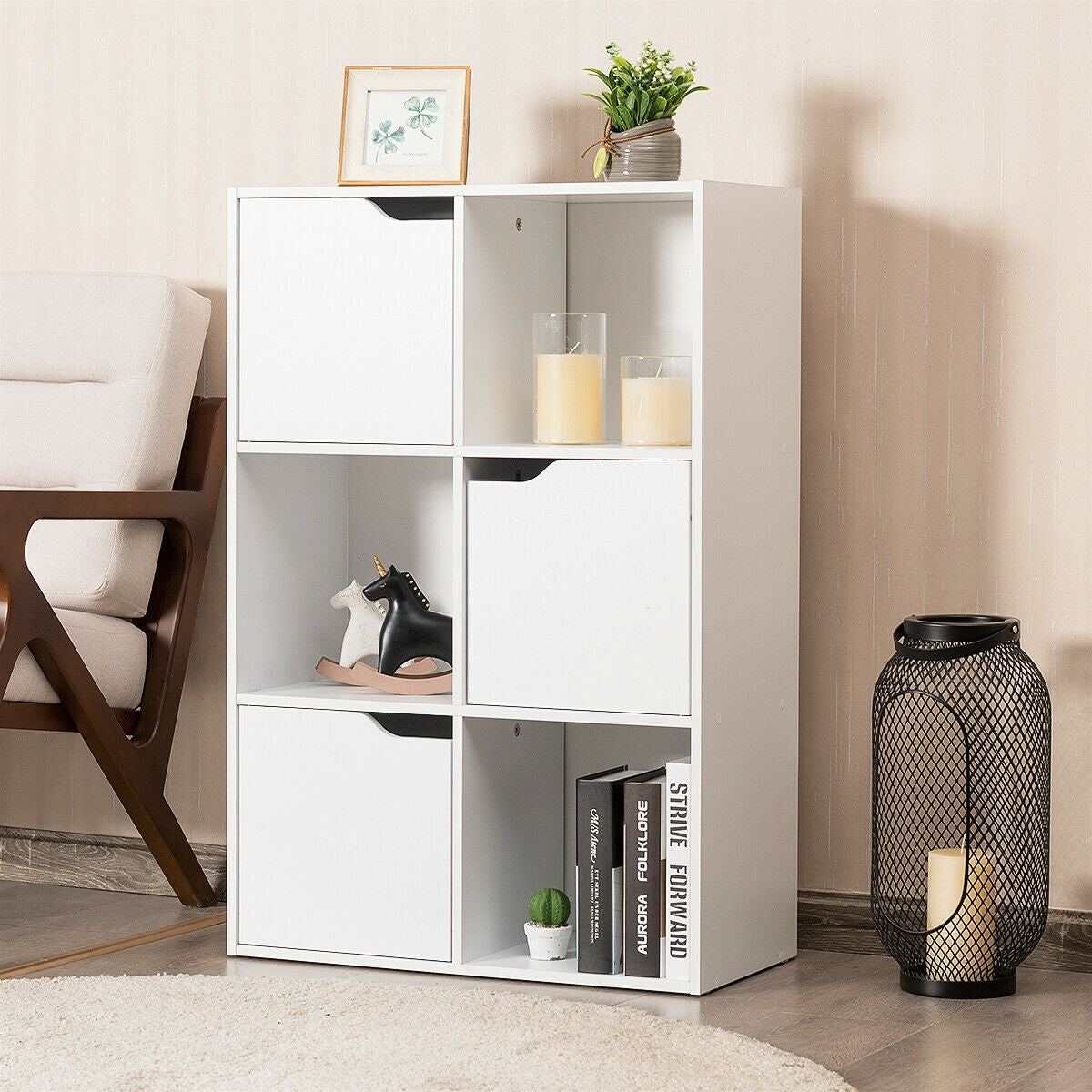 6 Cubes Wood Storage Shelves Organization Kids Crystal