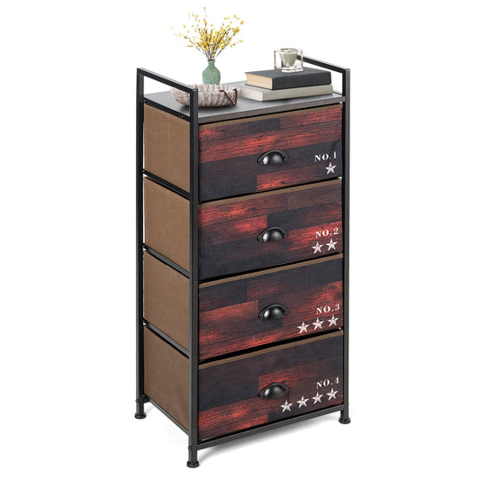 Industrial 4 Fabric Drawers Storage Dresser with Fabric Drawers and Steel Frame Kids Crystal