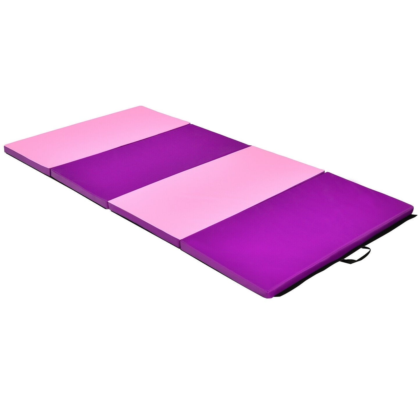 4 Feet x 8 Feet Folding Gymnastics Panel Mat with Handles Hook-Pink Kids Crystal