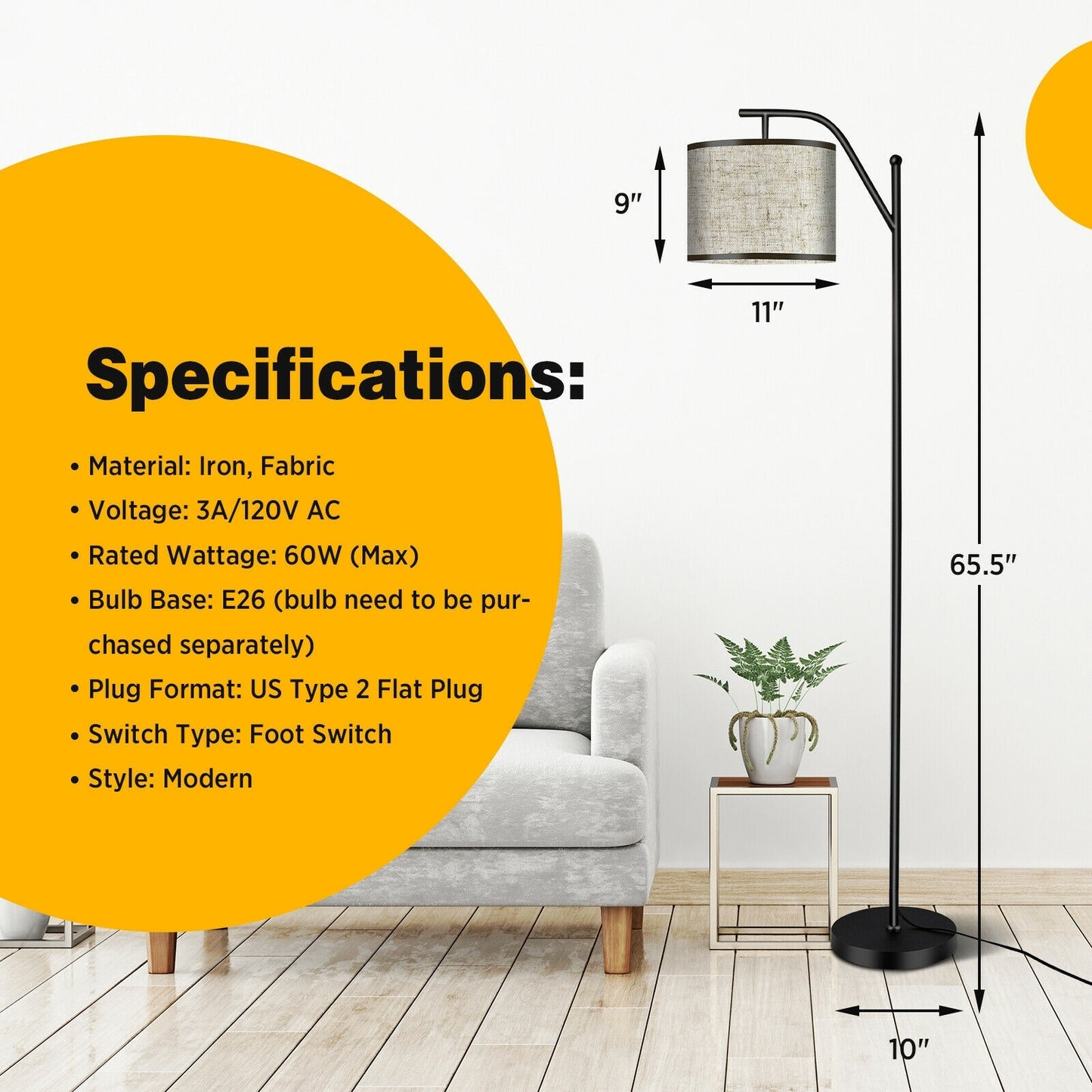 Standing Floor Lamp with Adjustable Head for Living Room and Bedroom Kids Crystal