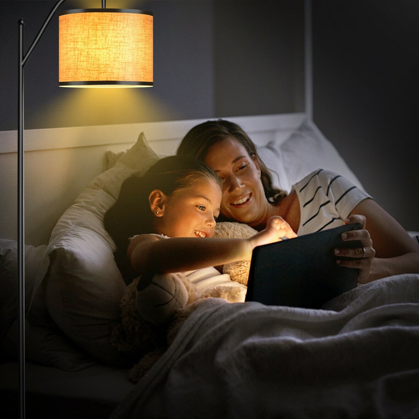 Standing Floor Lamp with Adjustable Head for Living Room and Bedroom Kids Crystal