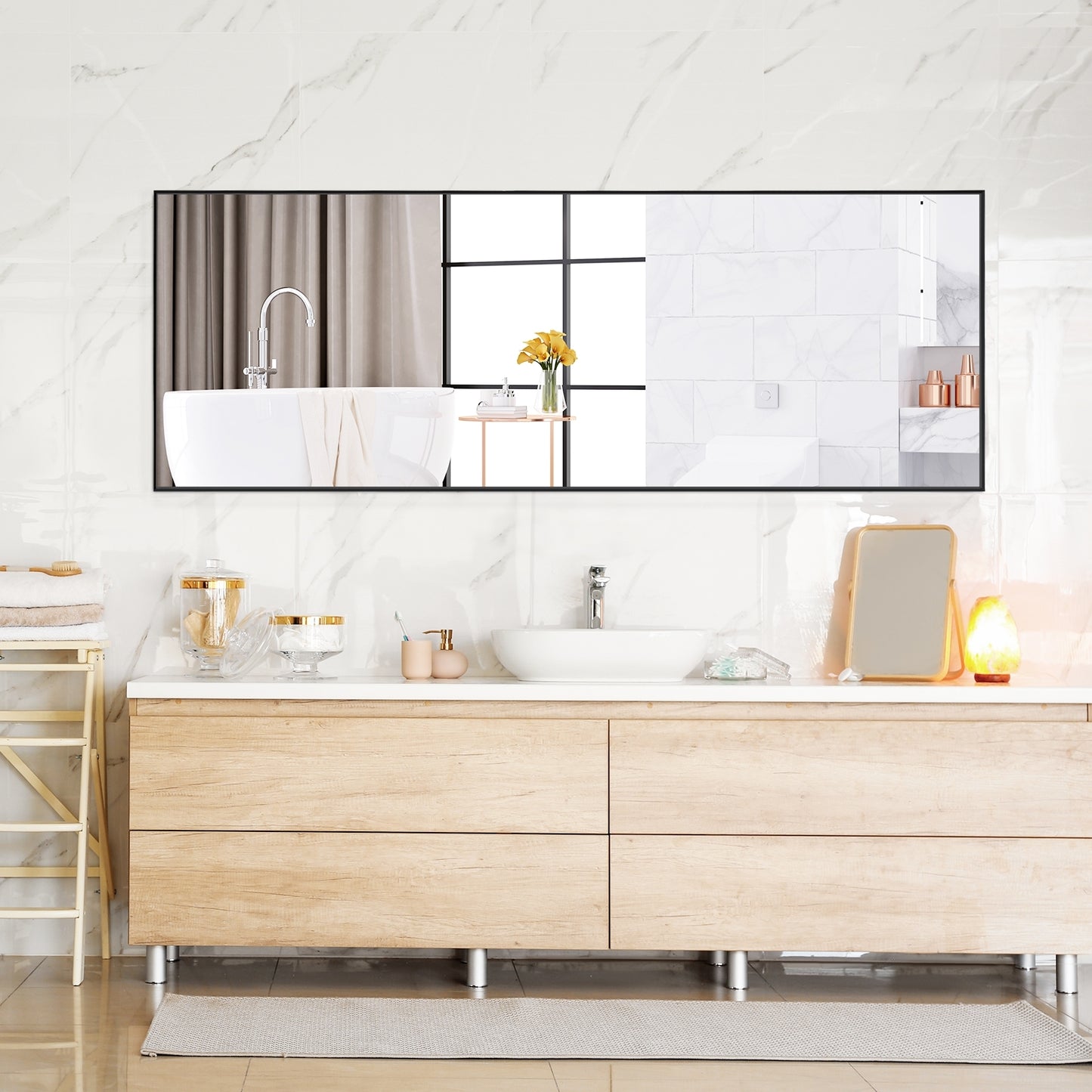 59 Inch Full Length Mirror Large Rectangle Bedroom Mirror-Black Kids Crystal