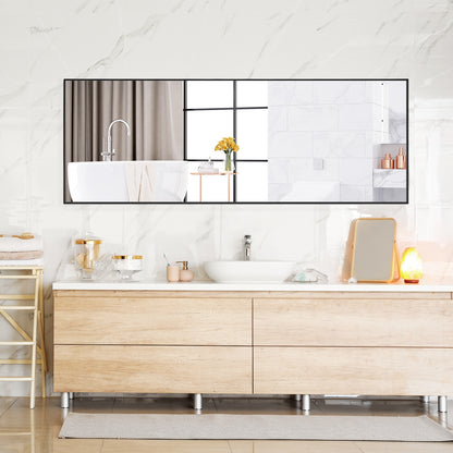 59 Inch Full Length Mirror Large Rectangle Bedroom Mirror-Black
