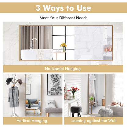 59 Inch Full Length Mirror Large Rectangle Bedroom Mirror-Golden