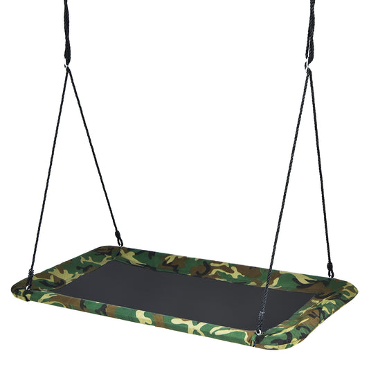 60 Inches Platform Tree Swing Outdoor with 2 Hanging Straps-Camouflage Kids Crystal