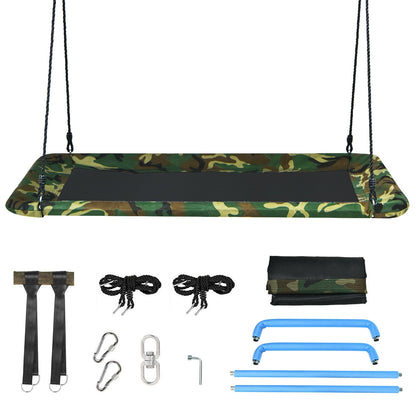 60 Inches Platform Tree Swing Outdoor with 2 Hanging Straps-Camouflage
