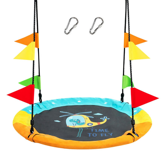 40 Inch Indoor Outdoor Flying Saucer Tree Swing with Hanging Strap Kids Crystal