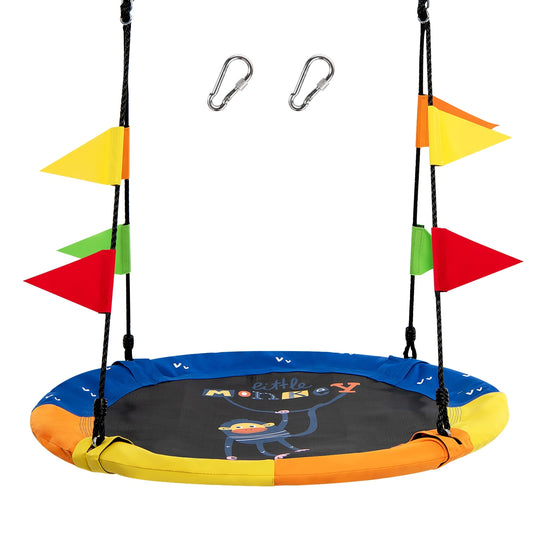 40 Inch Flying Saucer Tree Swing with Hanging Straps Monkey-Yellow Kids Crystal