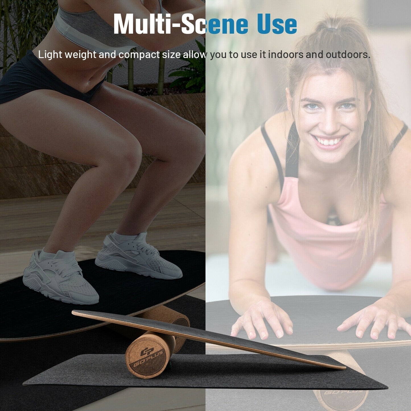 Wooden Balance Board Trainer Wobble Roller for Exercise Sports Training-Black Kids Crystal