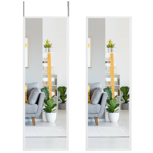 Full Length Metal Door Mirror with Adjustable Hook-White Kids Crystal