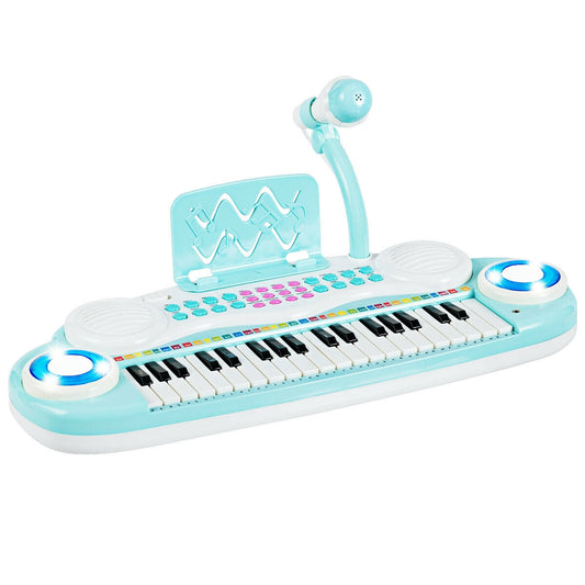 Multifunctional 37 Electric Keyboard Piano with Microphone-Blue Kids Crystal