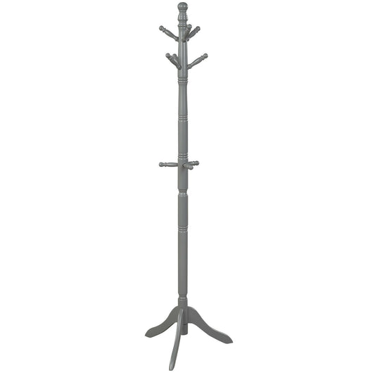 Adjustable Free Standing Wooden Coat Rack-Gray Kids Crystal