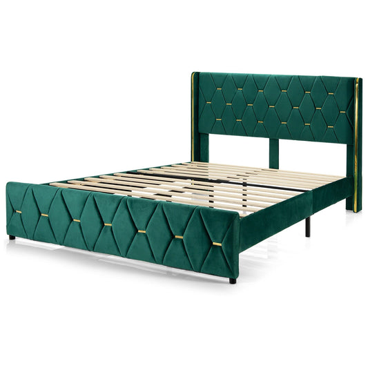 Queen/Full Size Upholstered Platform Bed Frame with Adjustable Headboard-Full Size Kids Crystal