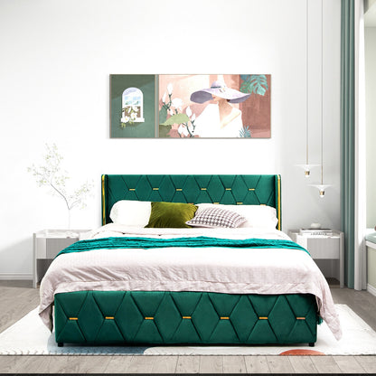 Queen/Full Size Upholstered Platform Bed Frame with Adjustable Headboard-Queen Size