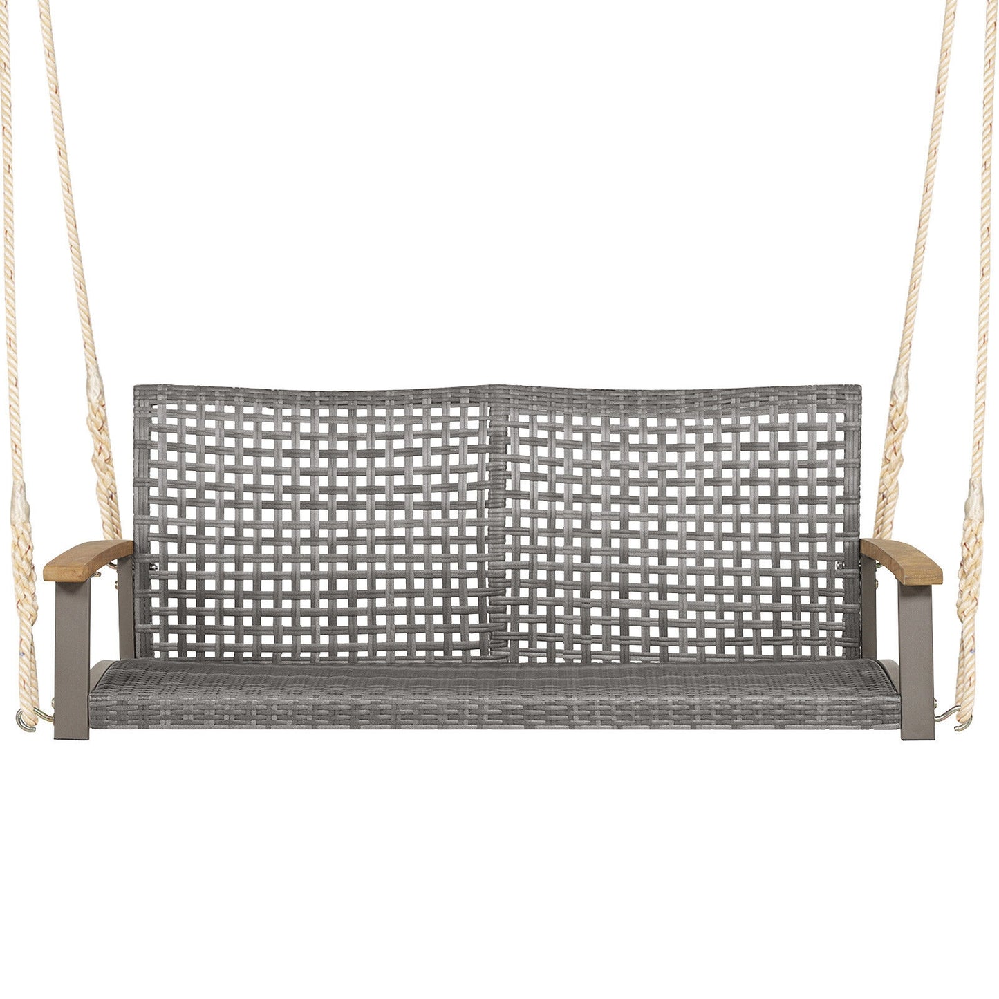 2-Person Patio Wicker Hanging Swing Chair-Red Kids Crystal