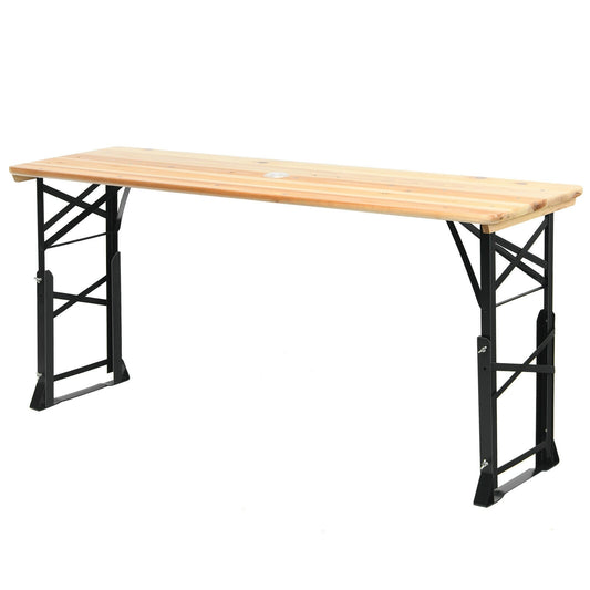 66.5 Inch Outdoor Wood Folding Picnic Table with Adjustable Heights Kids Crystal