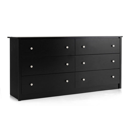 Freestanding 6-Drawer Dresser with Mental Knobs for Bedroom Kids Crystal