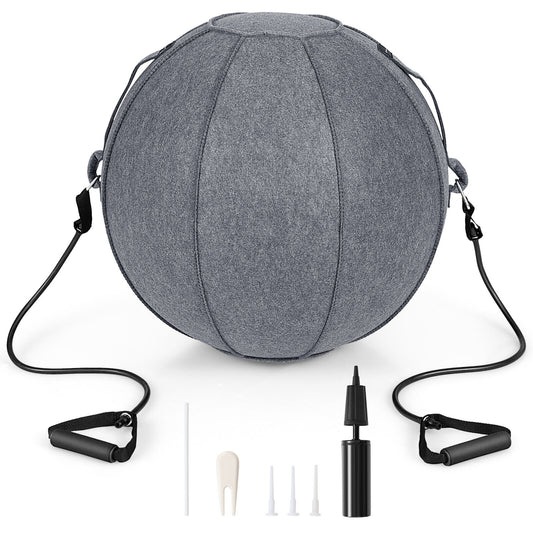 Yoga Sitting Ball with Felt Cover and Air Pump-Gray Kids Crystal