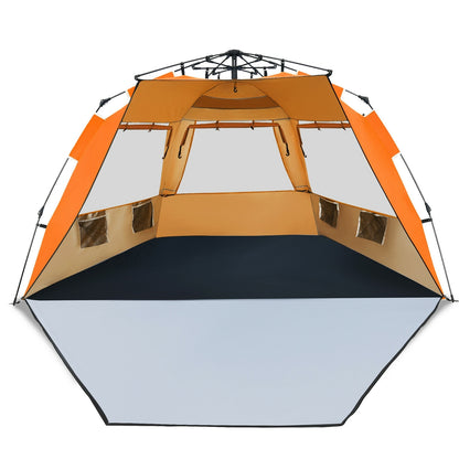 Easy Pop Up Beach Tent UPF 50+ Portable Sun Shelter for 3-4 Person-Orange