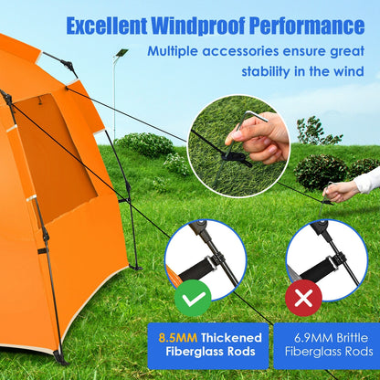 Easy Pop Up Beach Tent UPF 50+ Portable Sun Shelter for 3-4 Person-Orange