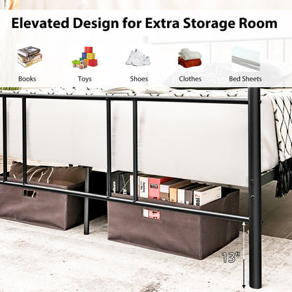 Full/Queen Size Platform Bed Frame with High Headboard-Queen Size