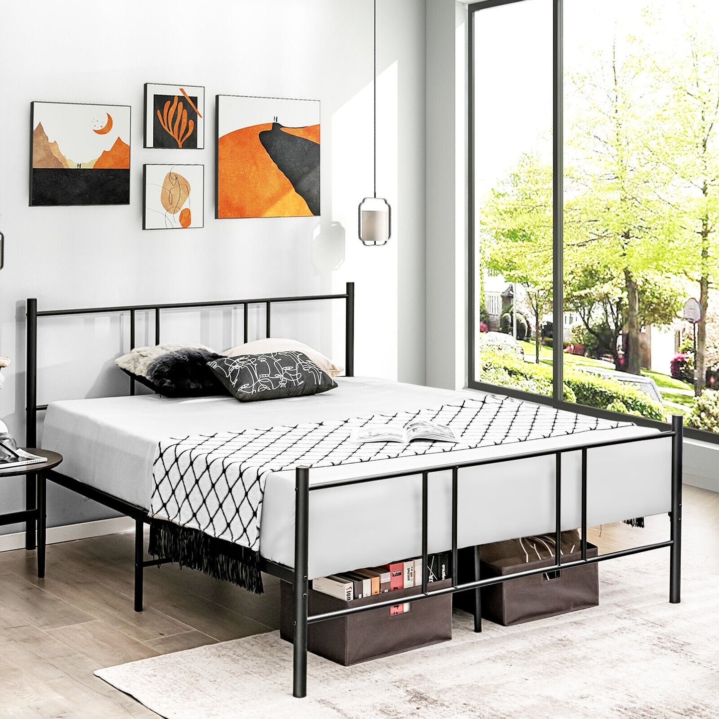 Full/Queen Size Platform Bed Frame with High Headboard-Queen Size Kids Crystal